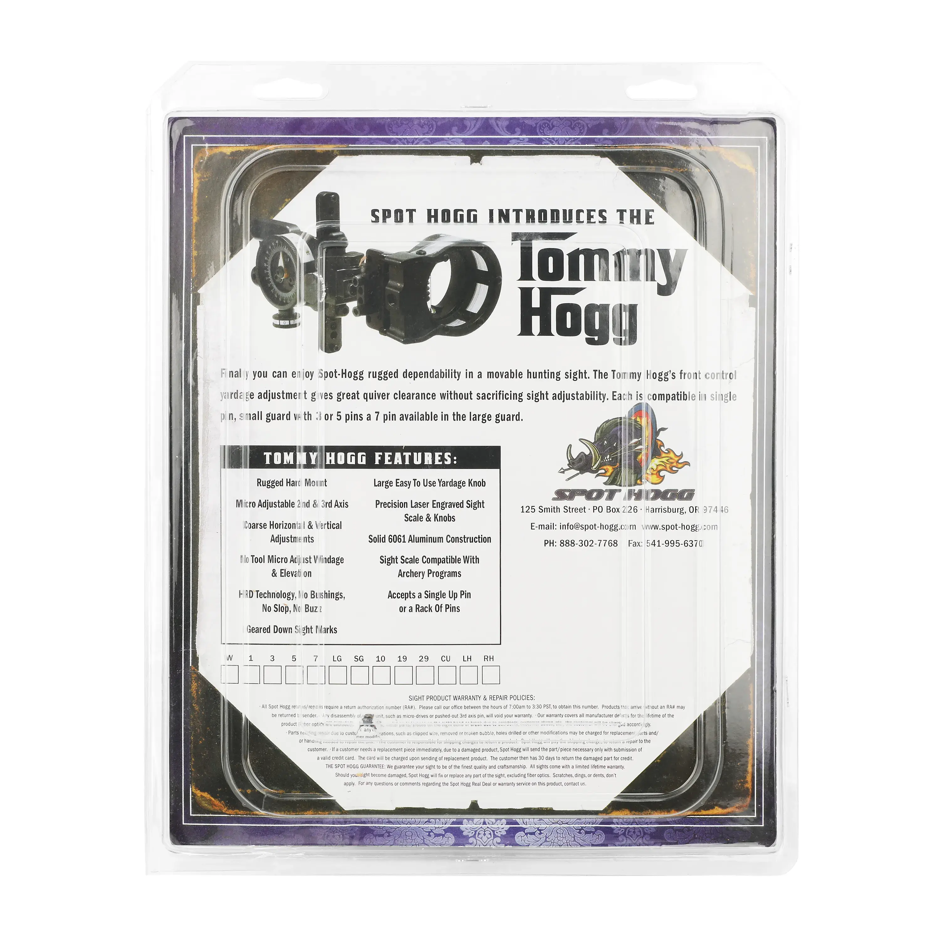 HOGG .019" Fiber Micro Adjust Single Pin Sight RH-CHN Archery