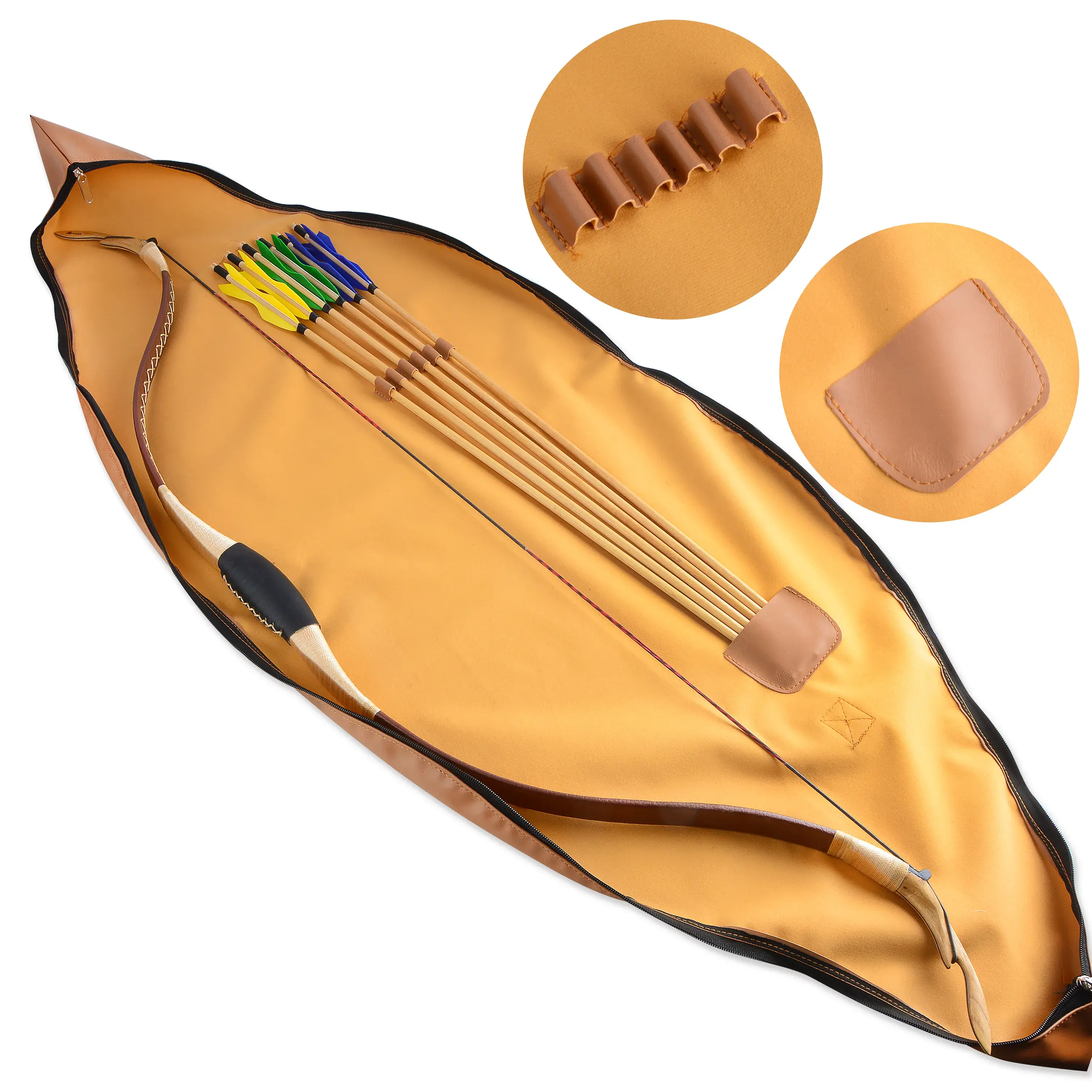 Traditional Bow Case - 60" Leather Soft Bow Case for Recurve/Longbow-CHN Archery