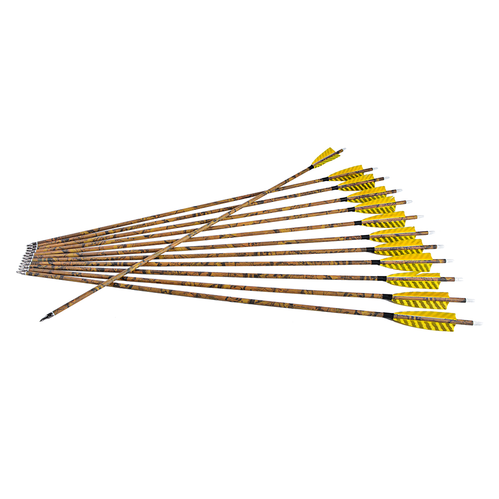 SHARROW 30" Hunting Arrows Feather Fletched Arrows 500 Spine (12 Pack)-CHN Archery