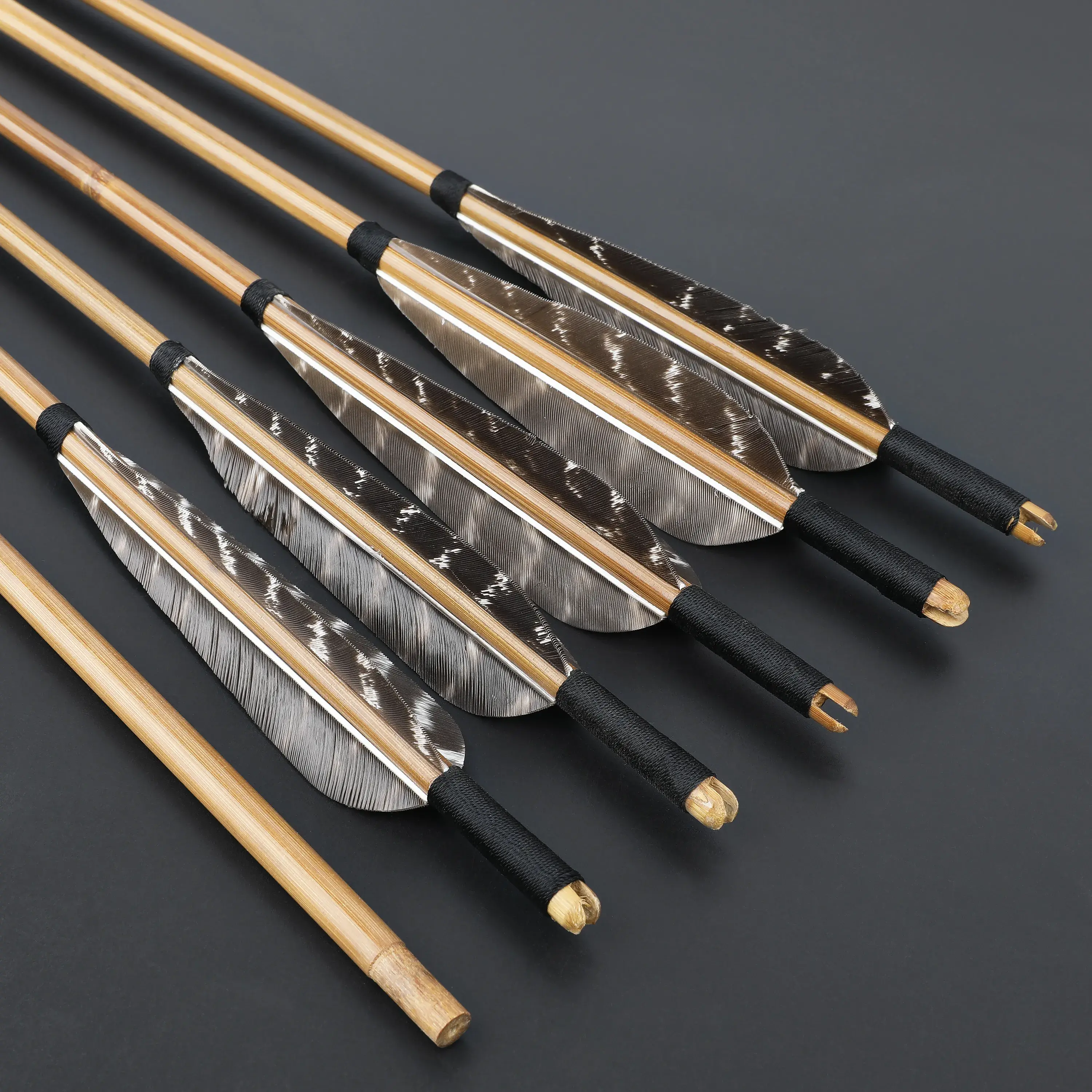 Traditional Bamboo Arrows with 5" Natural Turkey Feathers (12 Pack)-CHN Archery