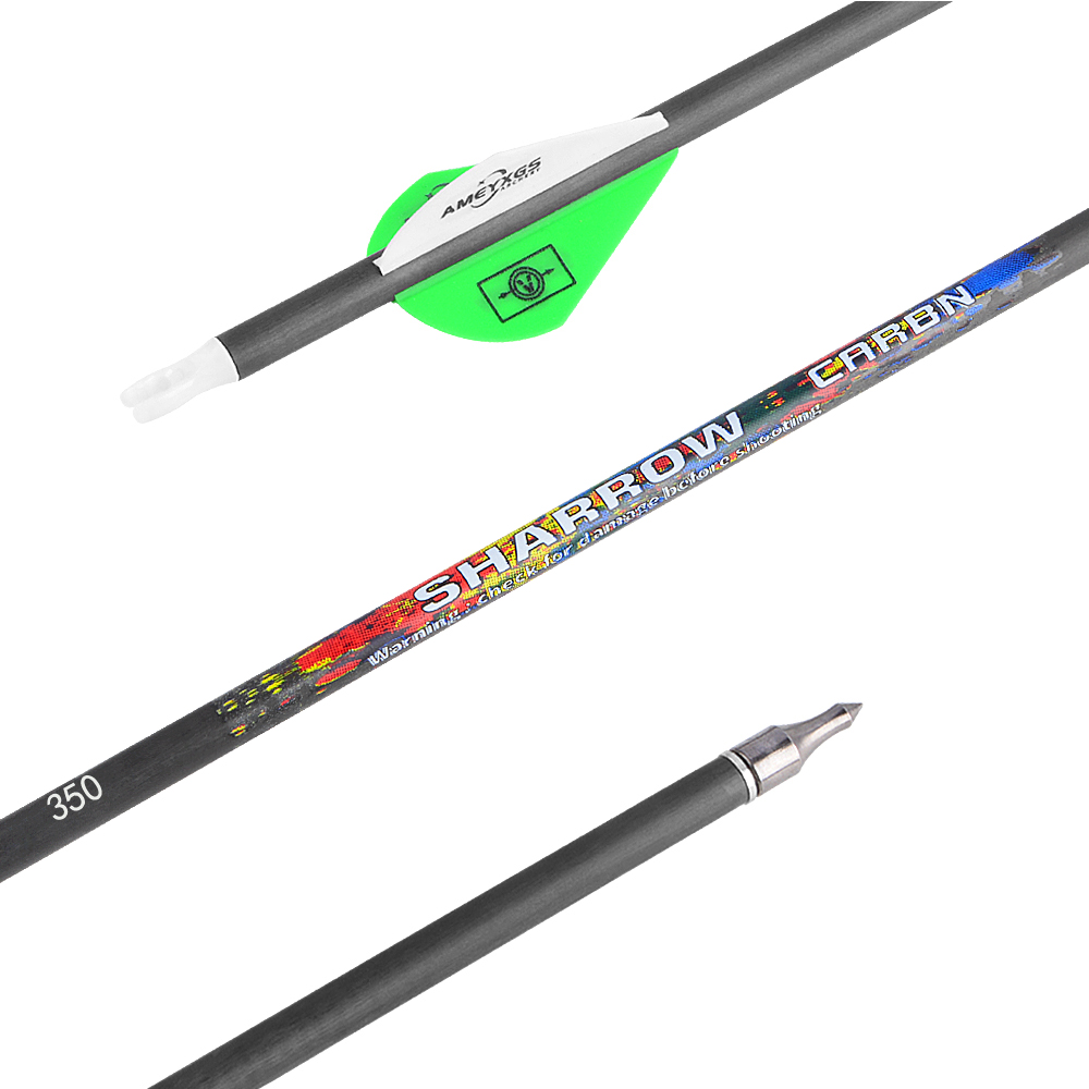 SHARROW Compound Bow Arrows SP 250-600 Vane Fletched Carbon Arrows (12 Pack)-CHN  Archery