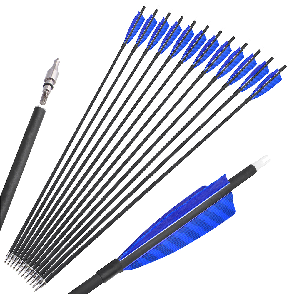 SHARROW Traditional Arrows 30 Inch Carbon Arrows Spine 500 (12 Pack)-CHN Archery