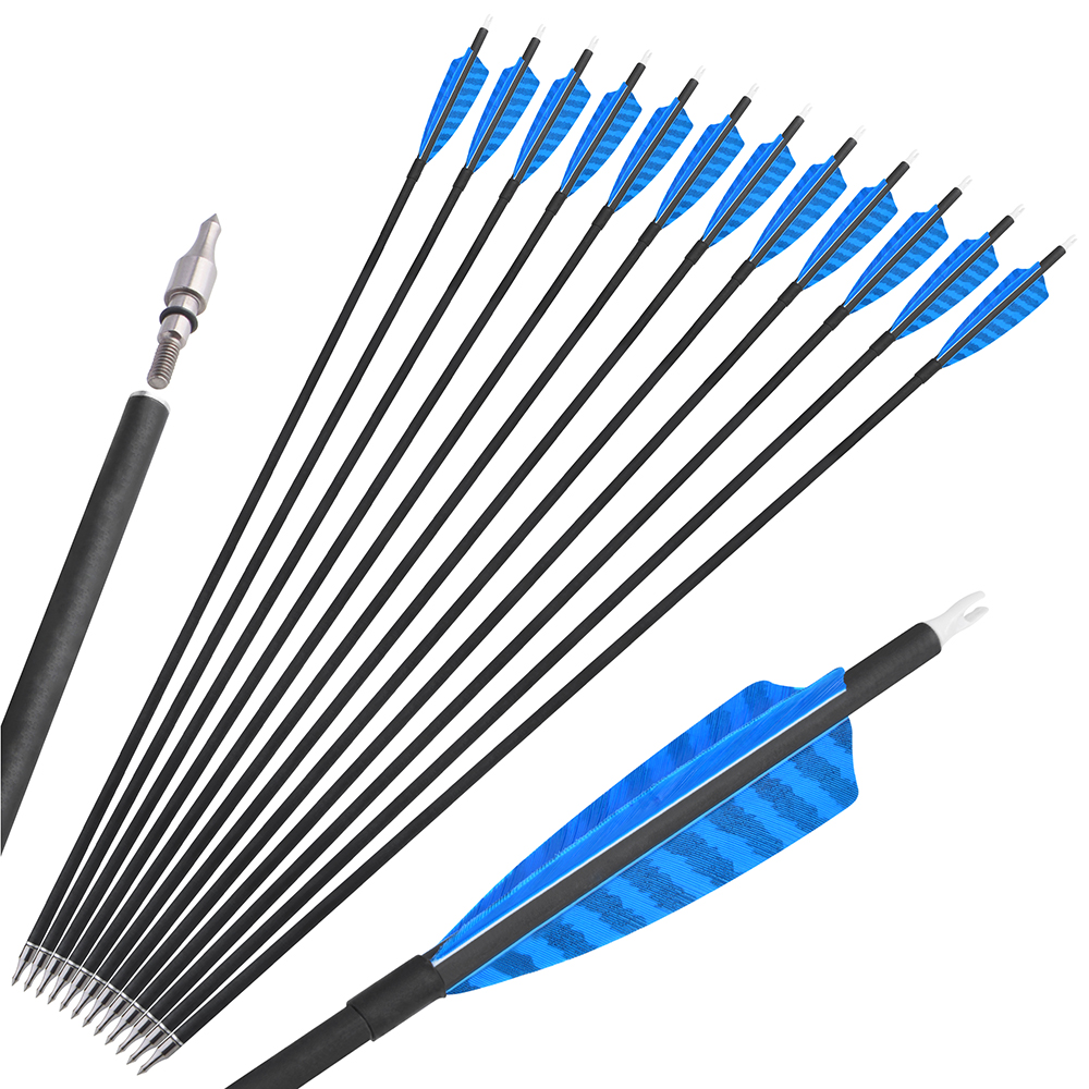 SHARROW Traditional Arrows 30 Inch Carbon Arrows Spine 500 (12 Pack)-CHN Archery
