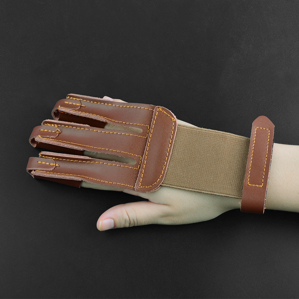 Traditional Archery Glove Cowhide 3Finger Archer Glove