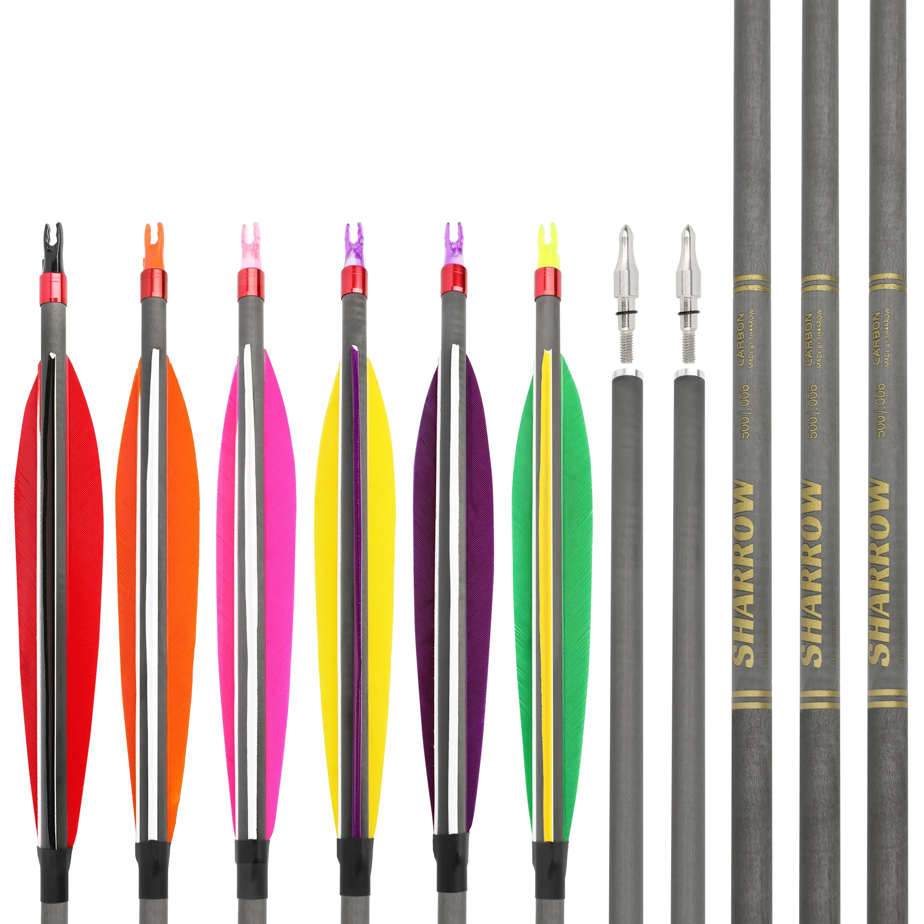 SHARROW PC Outdoor Target Arrows for Recurve Spine 500/600 (12 Pack)-CHN Archery