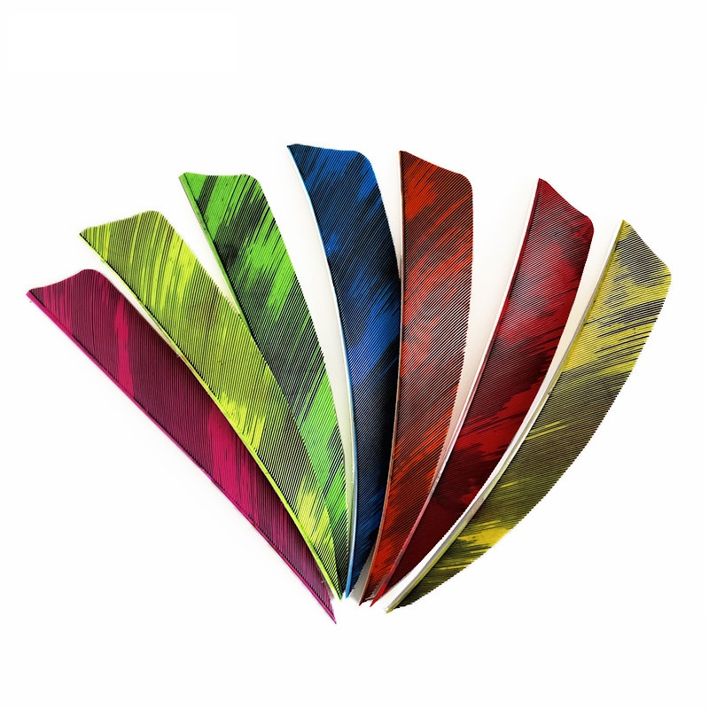 Arrow Feather Fletchings 3" 4" 5" Shield Cut Fire Camo RW (50 Pack)-CHN Archery