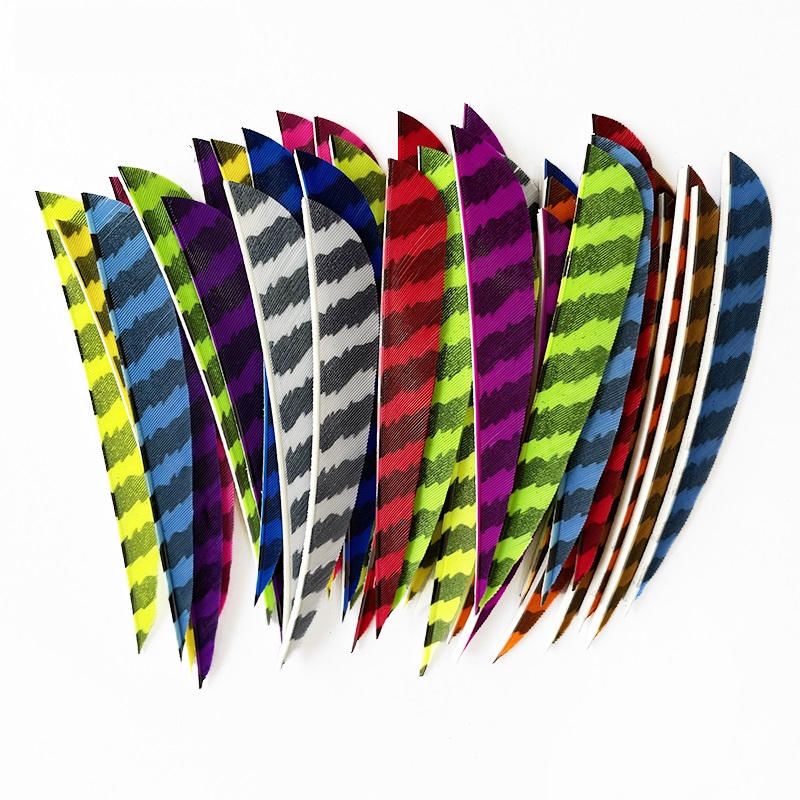 Arrow Feathers 3" 4" 5" Parabolic Barred Feathers RW (50 Pack)-CHN Archery