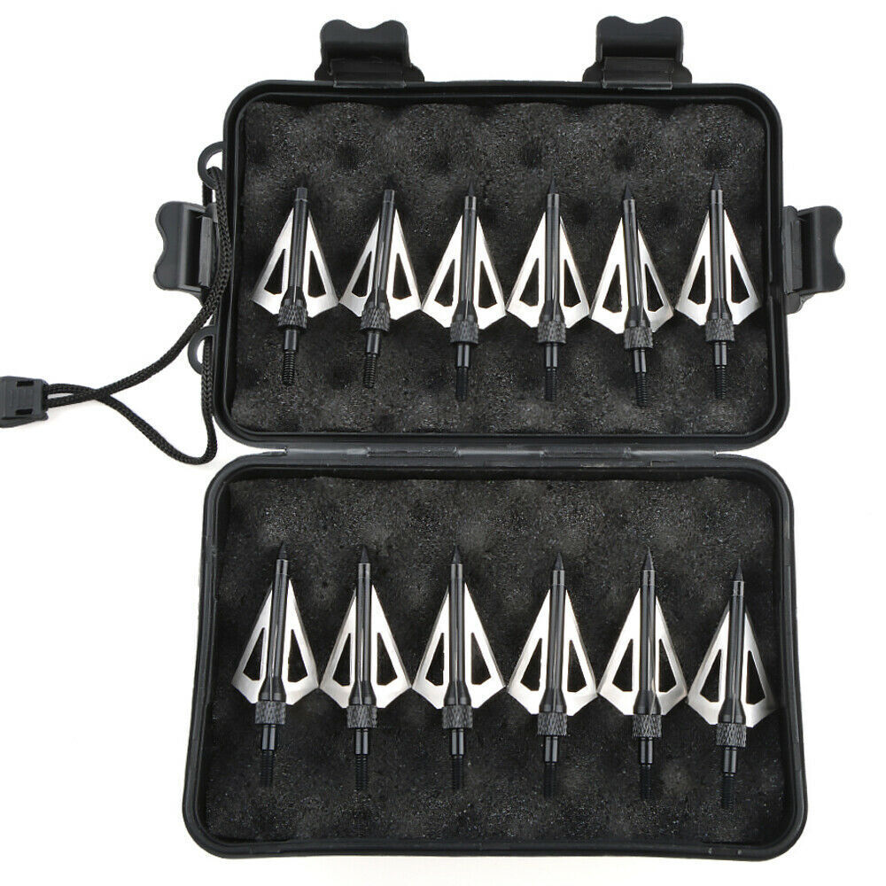 Archery 100 Grain 3 Blade Broadheads Stainless Steel for Hunting (12 Pack)-CHN Archery