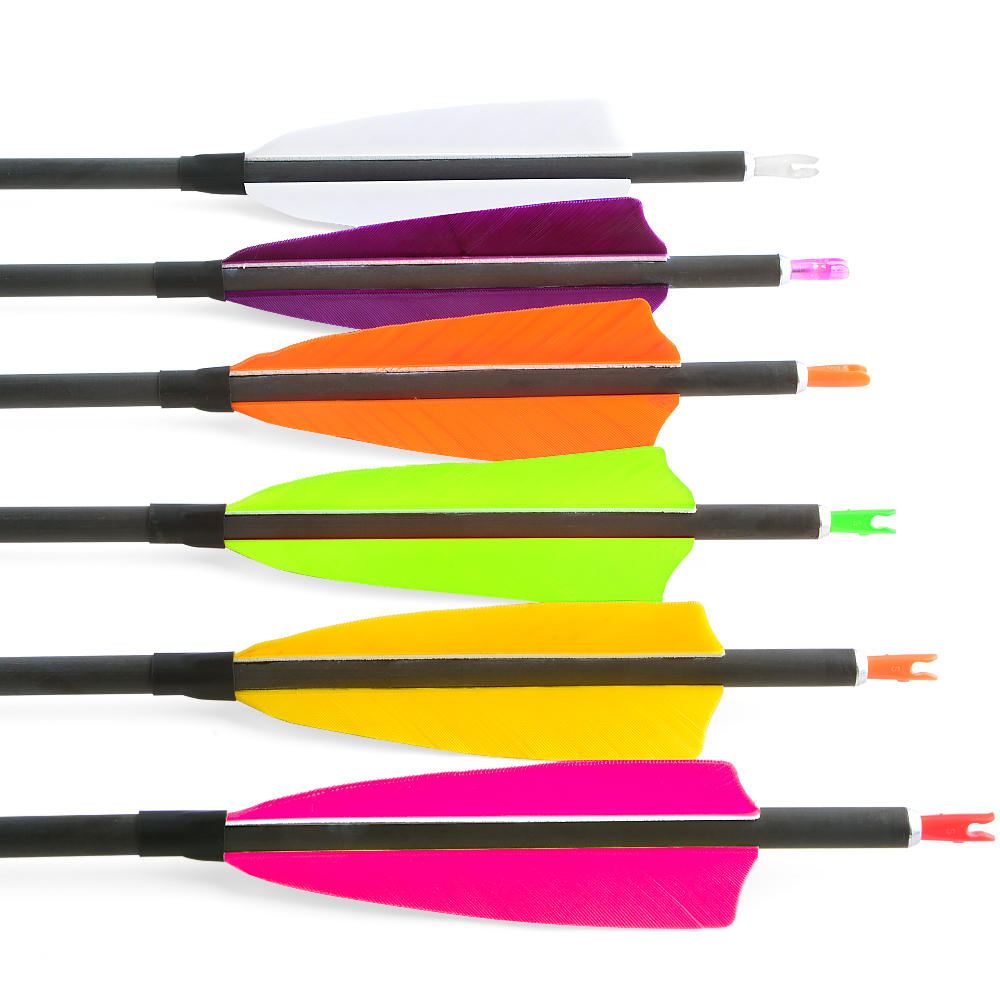 SHARROW Archery 400 Spine Carbon Arrows with 4" Feathers (12 Pack)-CHN Archery