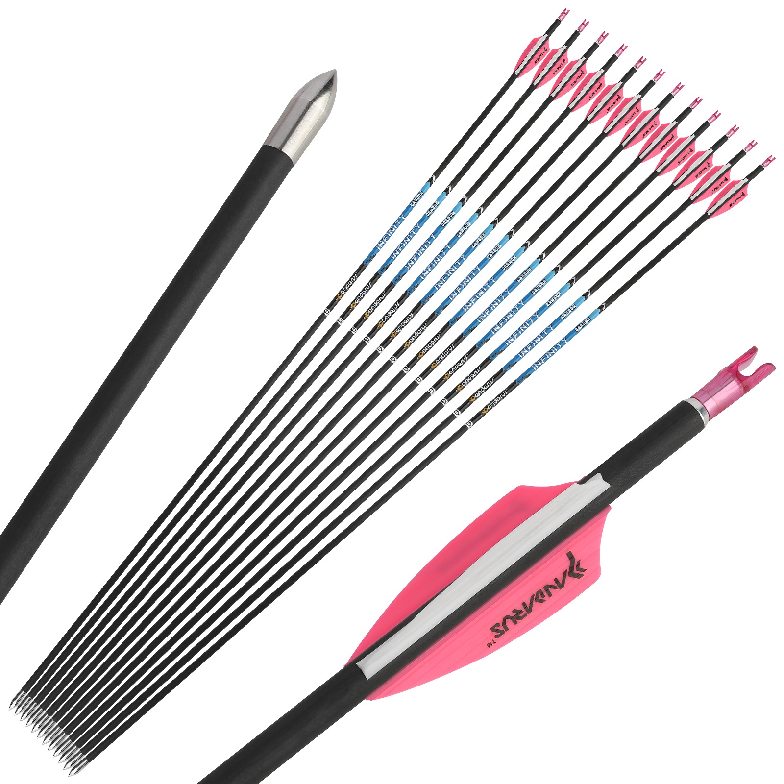 PANDARUS INFINITY Pure Carbon 4.2 mm Target Arrows ± .003" (12 Pack)-CHN Archery