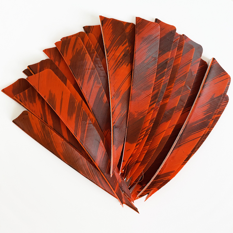 Arrow Feather Fletchings 3" 4" 5" Shield Cut Fire Camo RW (50 Pack)-CHN Archery