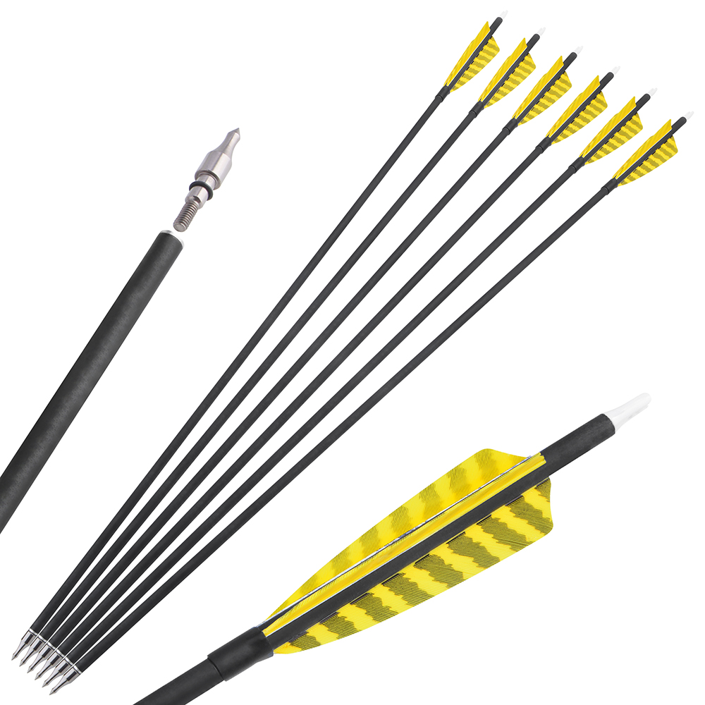 12pcs 31"Archery Mixed Carbon Arrows Shaft SP500 w/Turkey Feather F Bow Hunting 