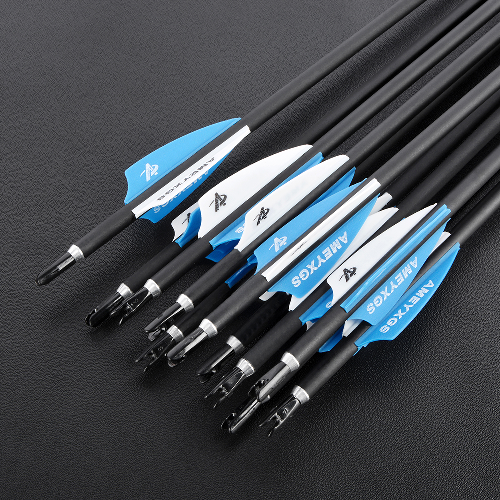 Flèches Chasse Carbone 500 Spine - 31.5 Pouces, Plumes Dinde, Pour Arc Compound/Recurve/Longbow
