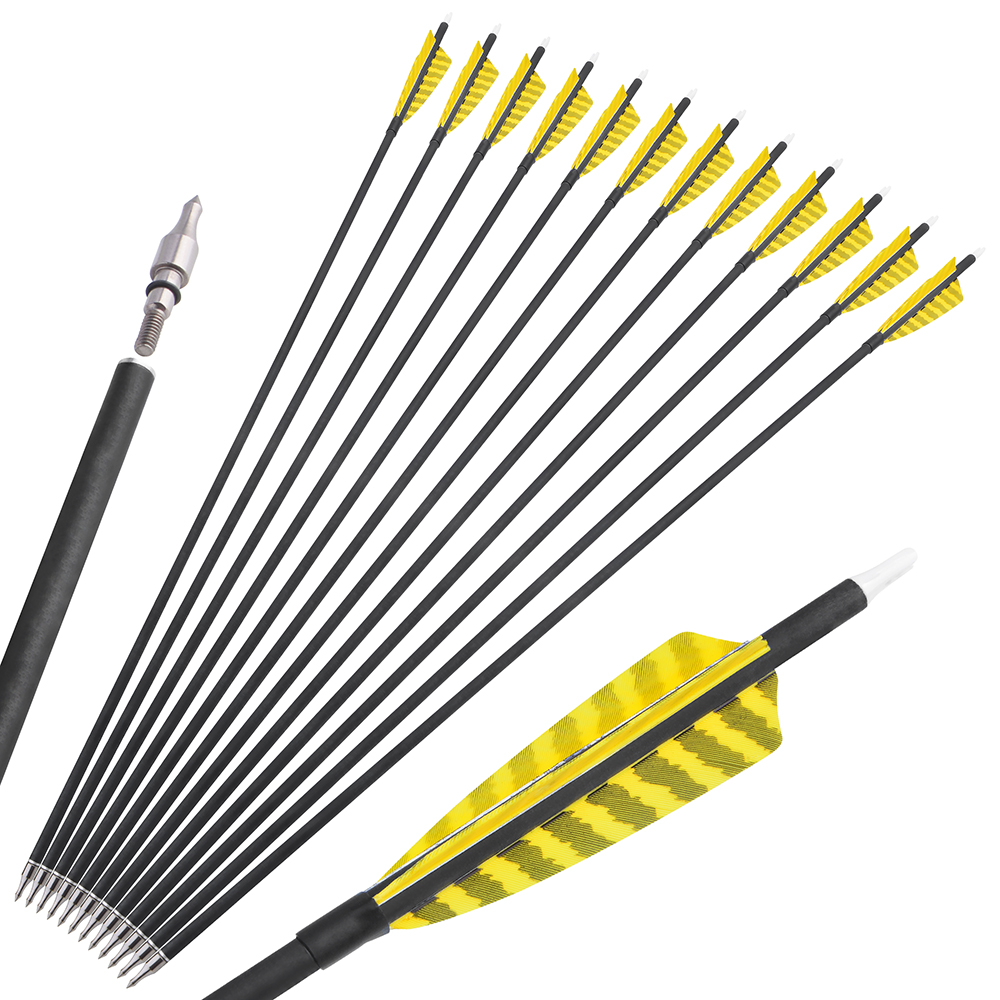 SHARROW Traditional Arrows 30 Inch Carbon Arrows Spine 500 (12 Pack)-CHN Archery