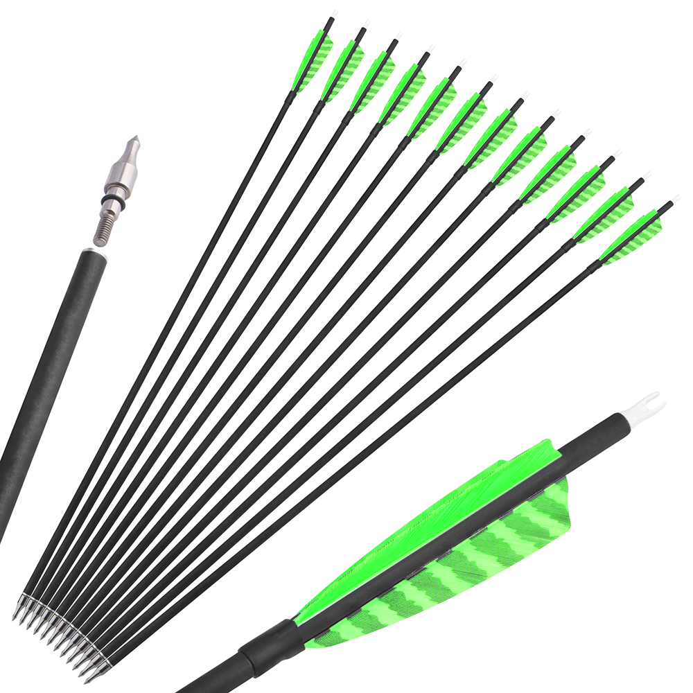 SHARROW Traditional Arrows 30 Inch Carbon Arrows Spine 500 (12 Pack)-CHN Archery