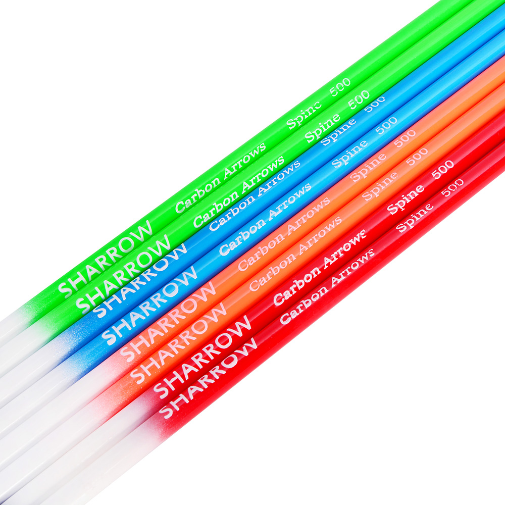 SHARROW 30" Colorful Gradient Carbon Arrows Shafts Spine 500 (12 Pack)-CHN Archery