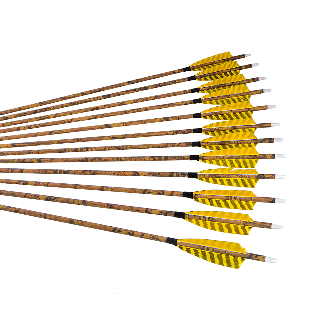 SHARROW 30" Hunting Arrows Feather Fletched Arrows 500 Spine (12 Pack)-CHN Archery