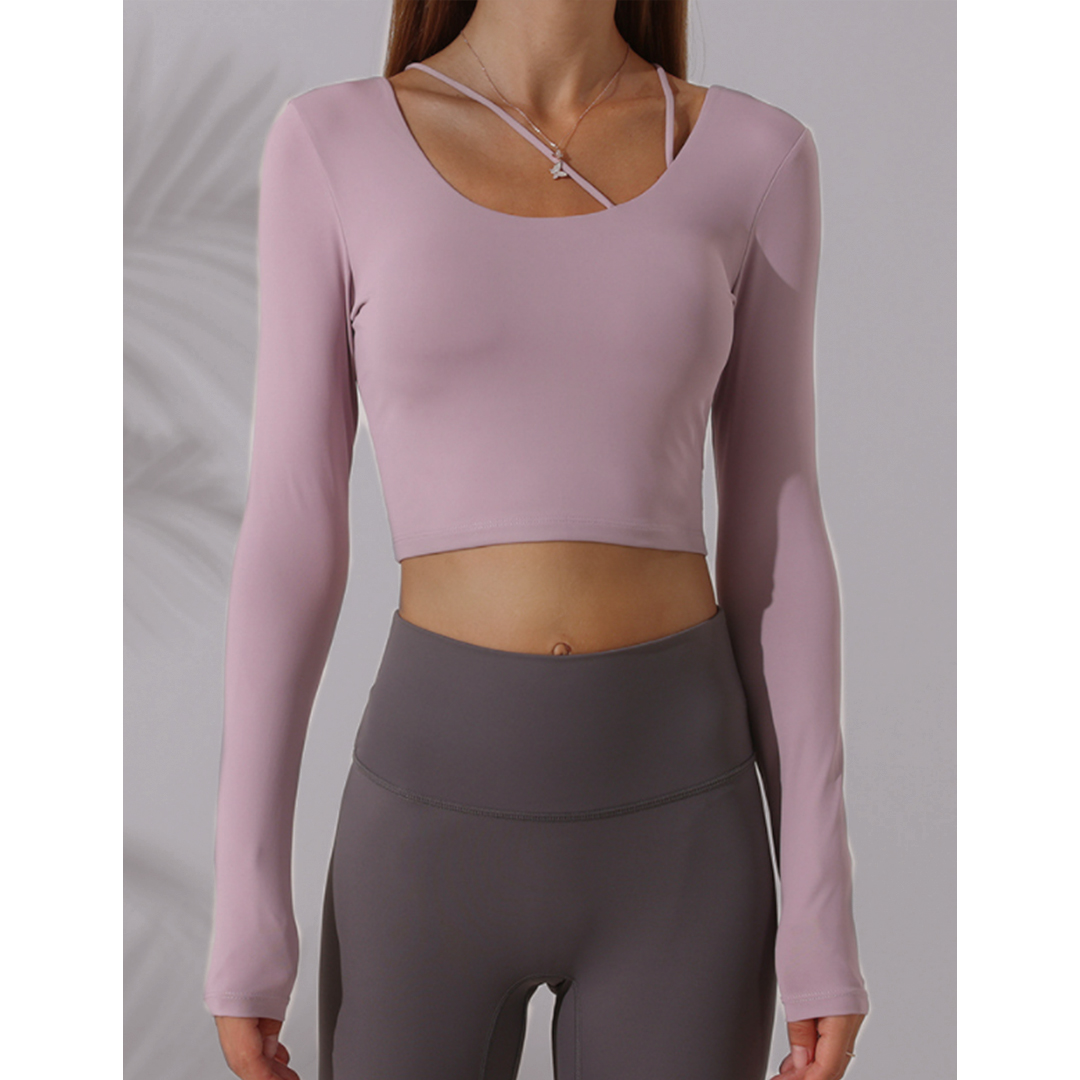 Long-Sleeved Hollow Out Tight-Fitting Sports Casual Yoga Tops Bra