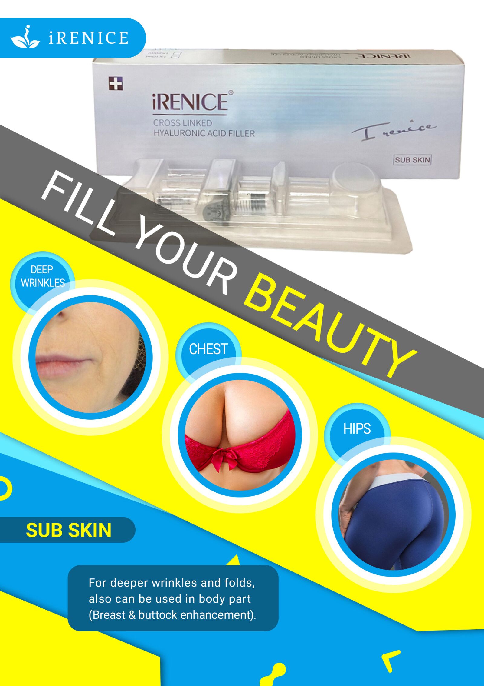 iRenice subskin hyaluronic acid dermal filler increase butt size,big boobs-iRENICE