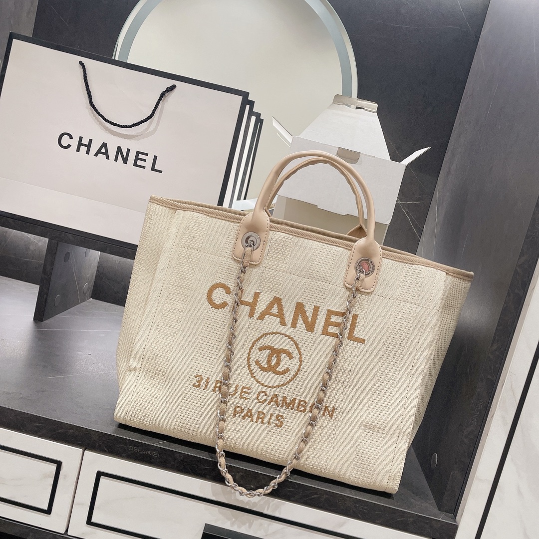 Chanel Tote Beach Bag Shopping Bag Canvas