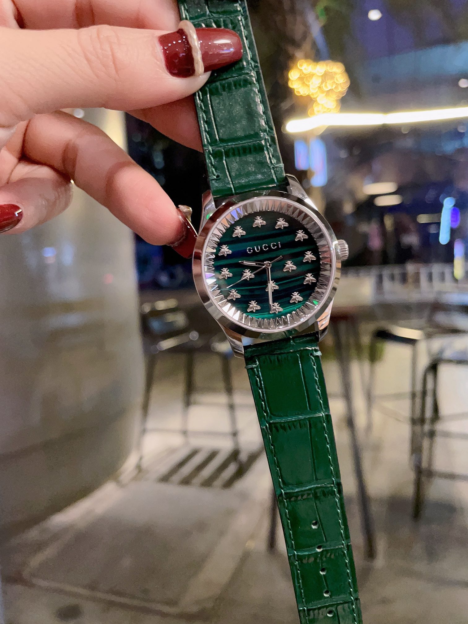 Gucci Wristwatch Lizard Leather Strap Scratch-resistant Sapphire Glass