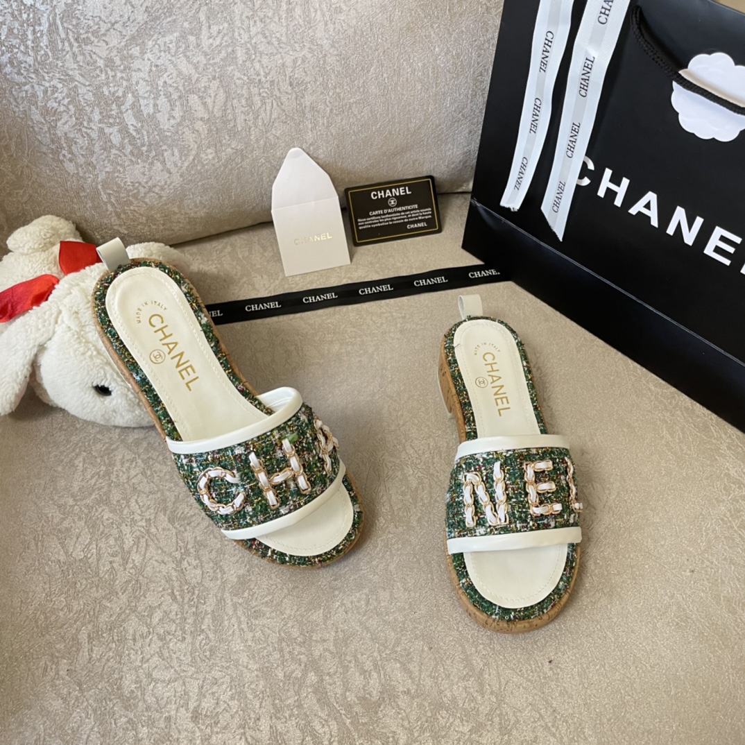 Chanel New Woven Platform Slippers