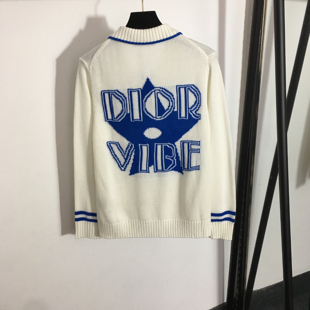 Dior turn down collar long sleeve sweater