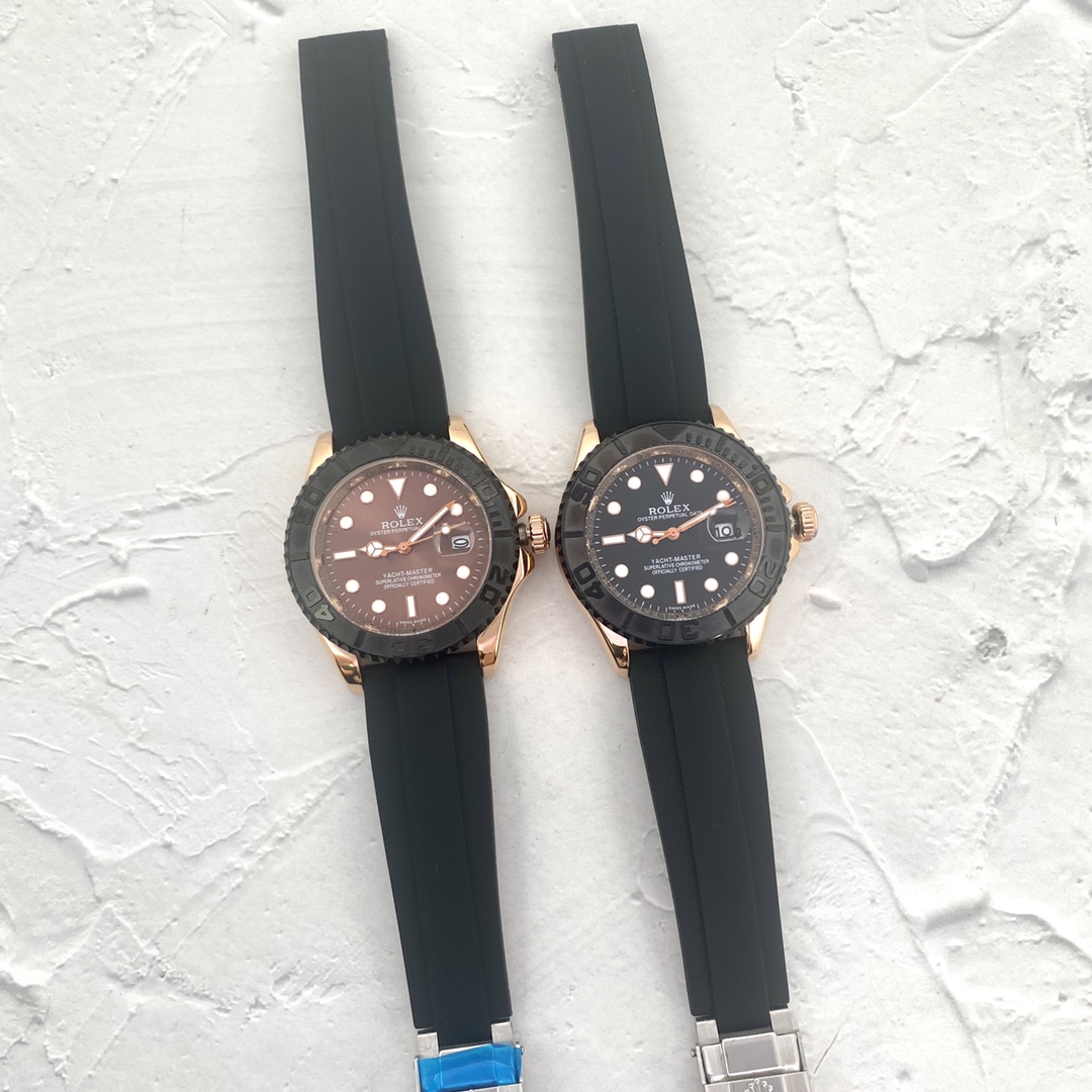 Rolex Men Classic Quartz Watch Rubber Strap Mineral Glass