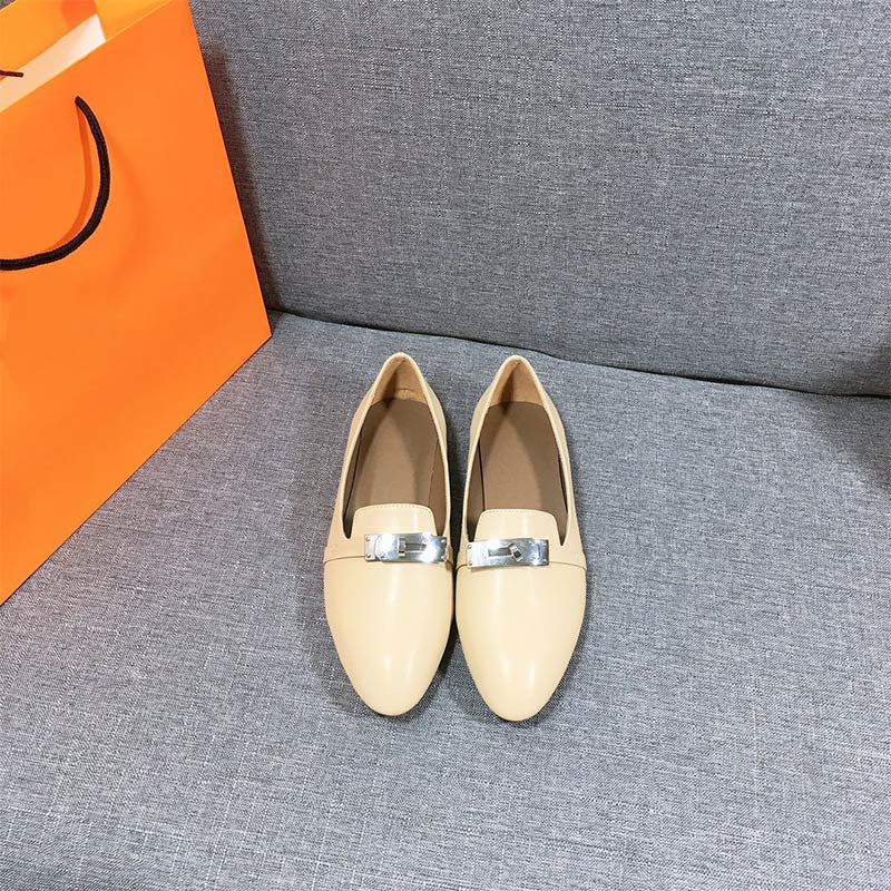 Hermes Women Flat Genuine Leather Loafers