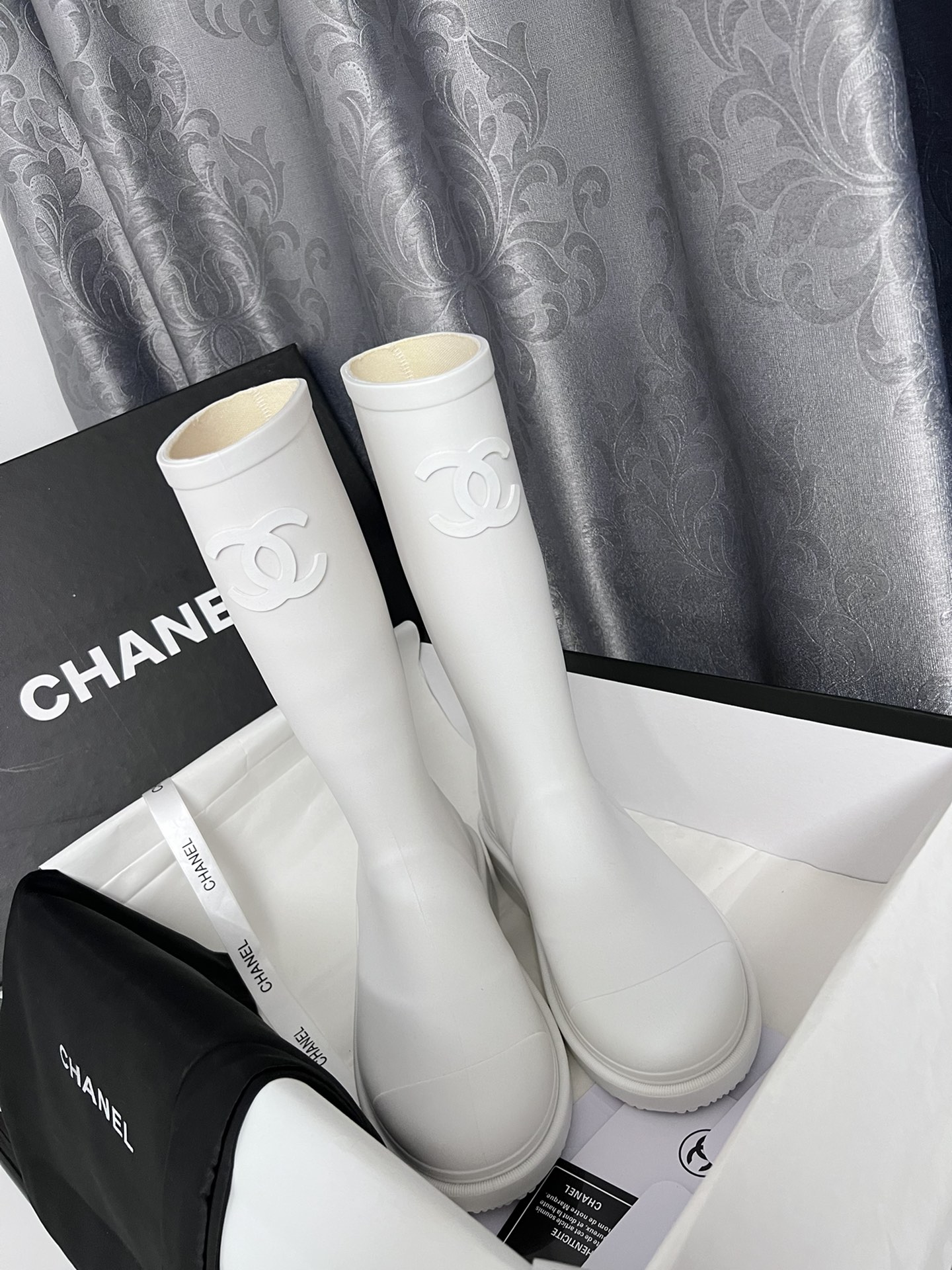 Chanel vintage rain boots 
