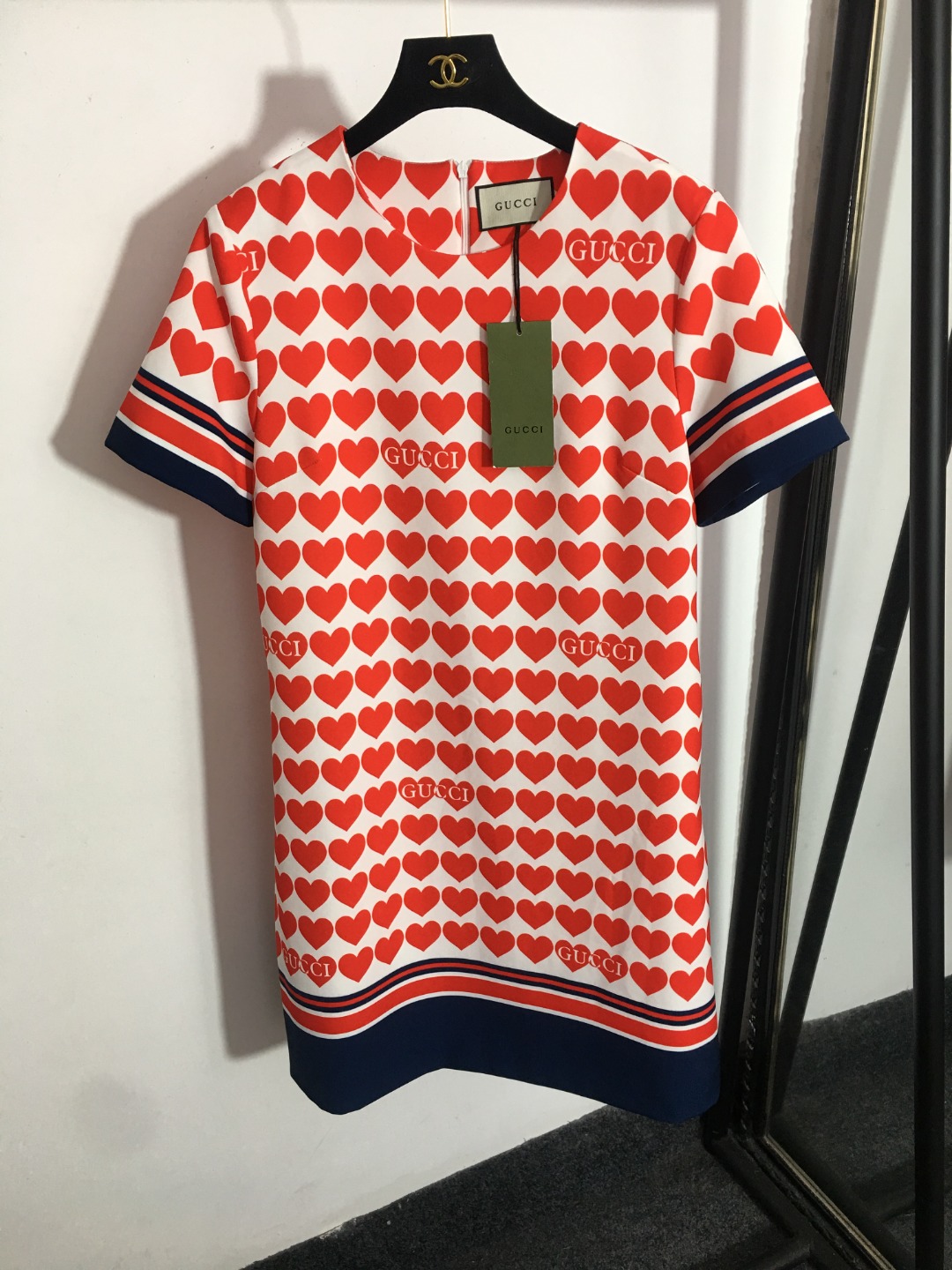 Gucci love-heart pattern full printing short sleeve half dress