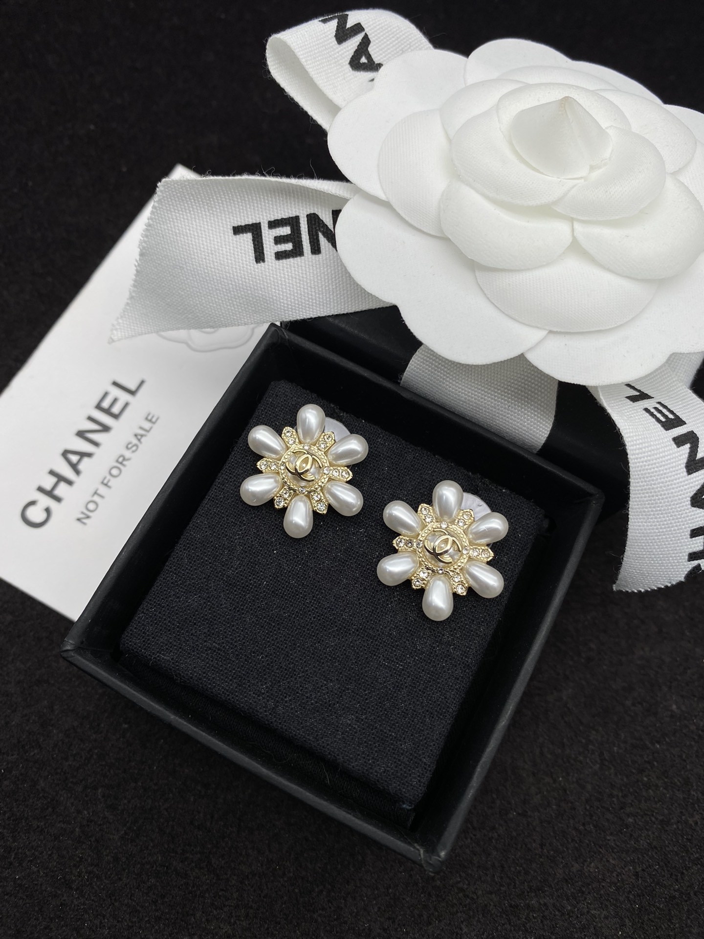 Chanel Snowflake Pearl Stud Earrings