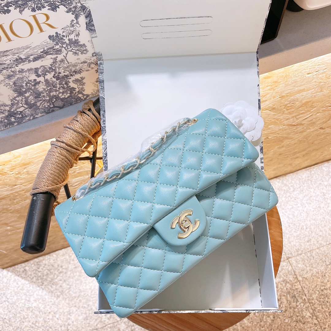Chanel CF Classic Flap Handbags Tiffany Blue