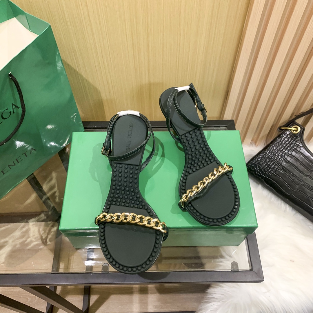  BV Women Small Bell Metal Chain High Heel Sandals 