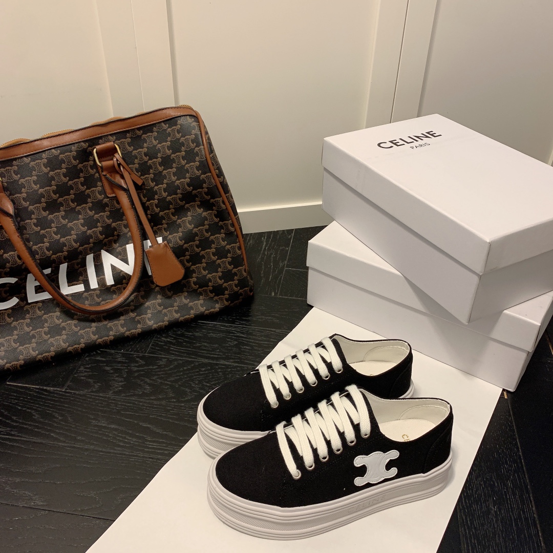 Celine platform canvas shoes