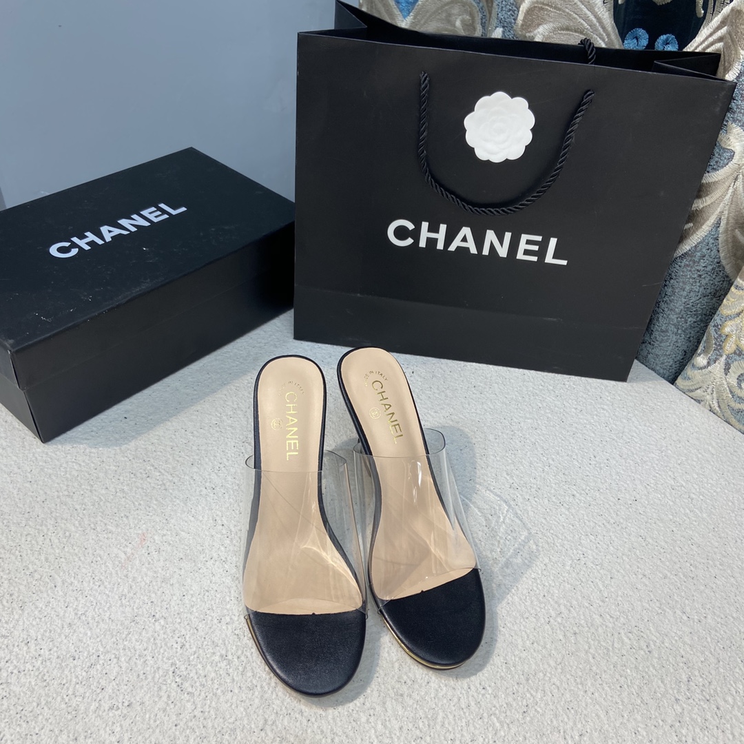 Chanel Crystal Heel Sheer Sandals