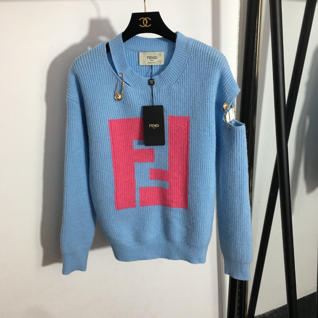 Fendi hollow out sweater with logo