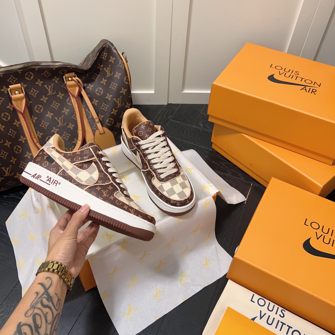 LV Louis Vuitton x NIKE Air Force1 22ss co-brand commerative sneaker Unisex casual shoes 
