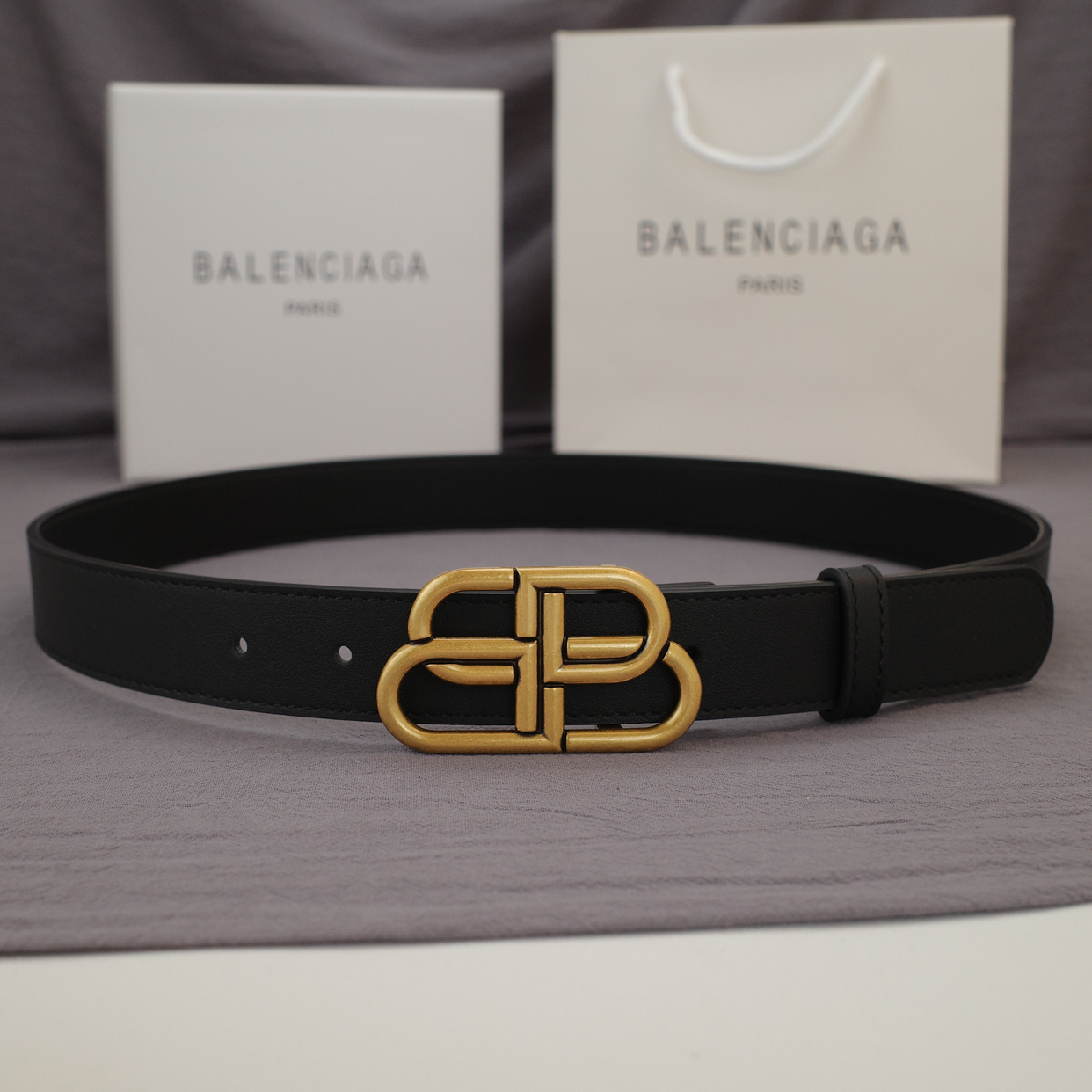 Balenciaga Original Half-bronze Buckle High-quality Simple Solid Color Belt