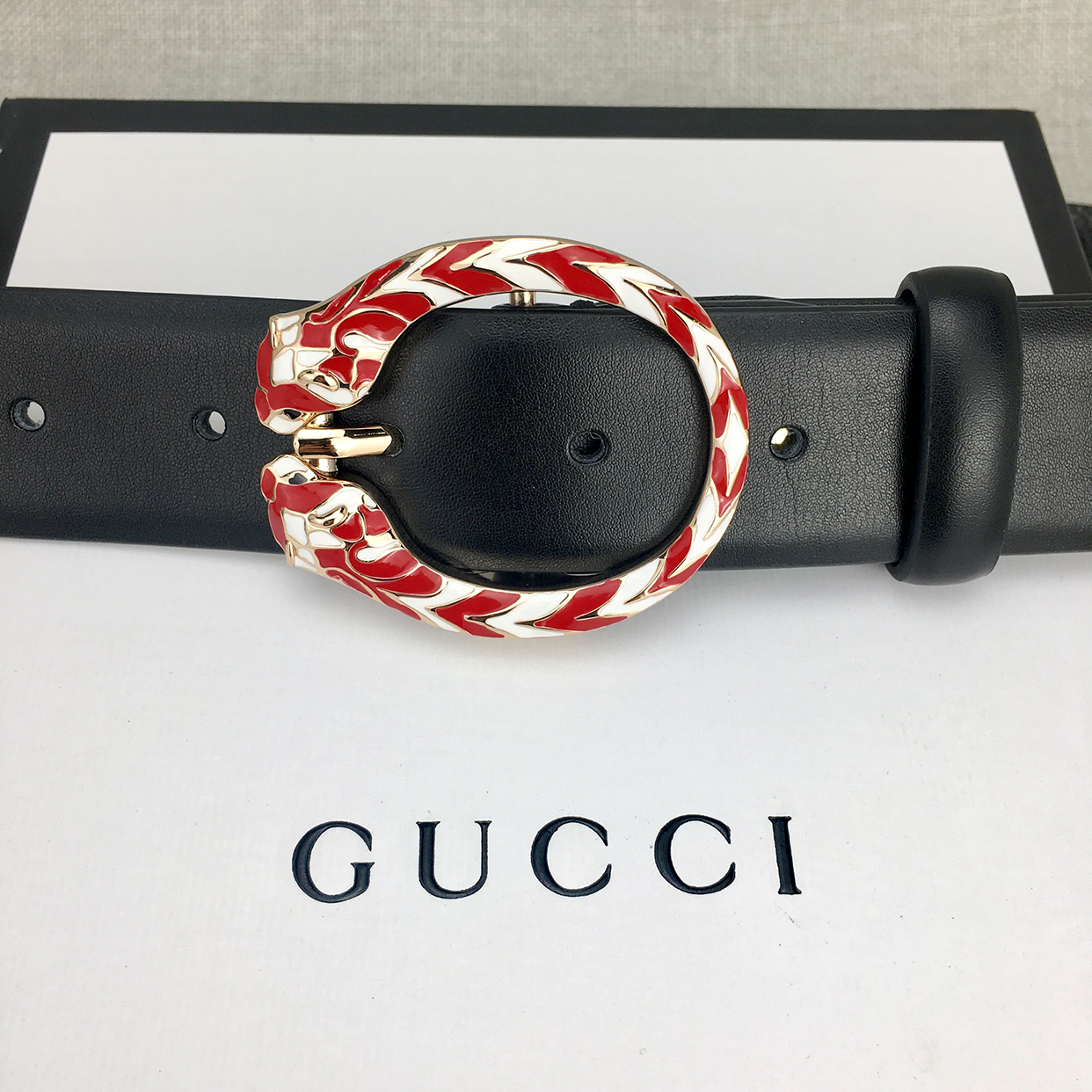 Gucci Women Snake pattern buckle Genuine Leather Belt