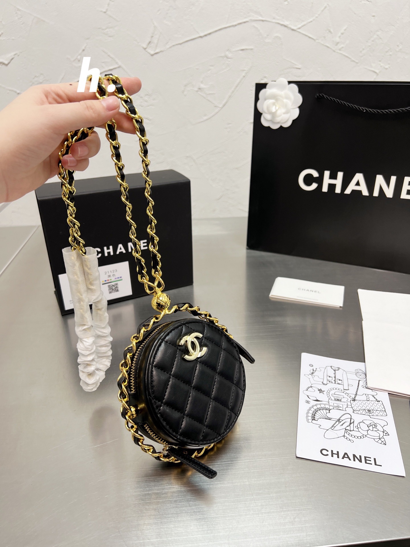 Chanel Mini Round Handbags Metal Chain