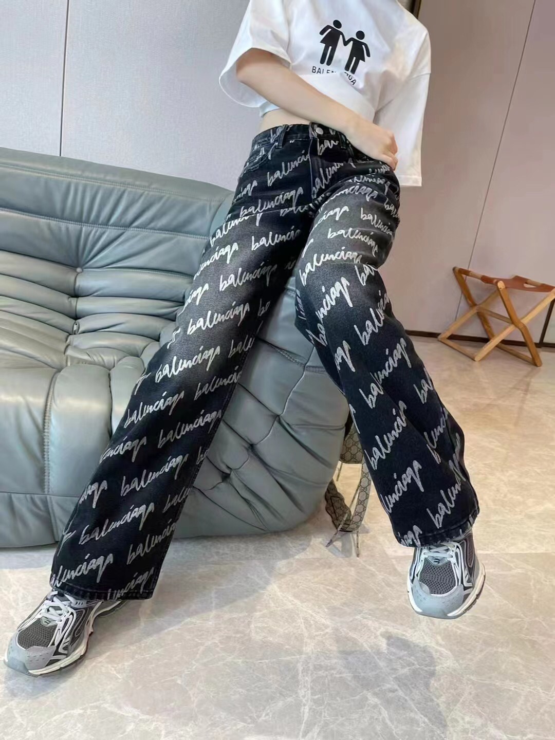 Balenciaga jeans printed with LOGO