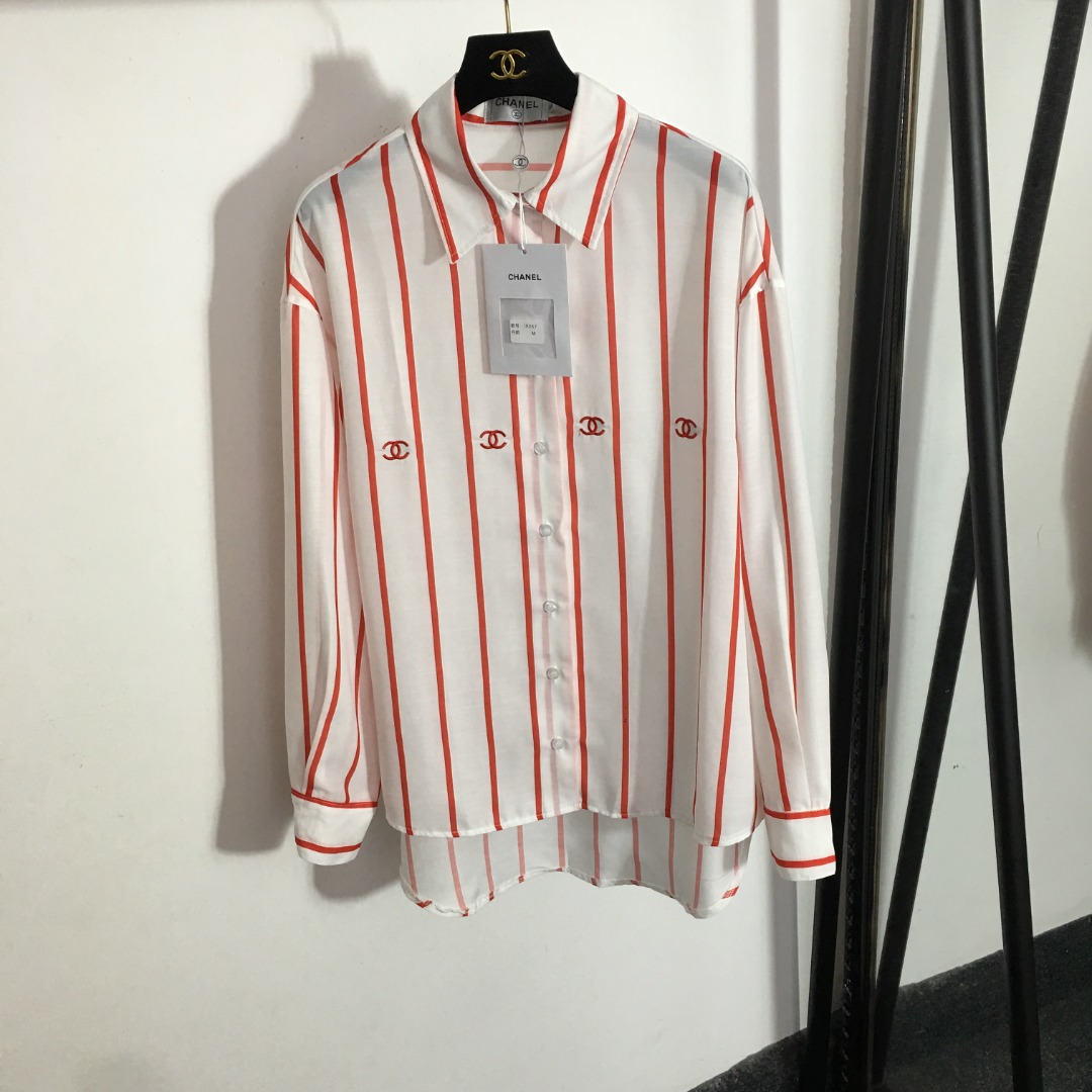 Chanel striped embroidered shirt