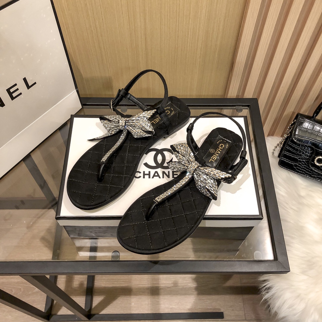 Chanel New Flat Floral Diamond Sexy Sandals
