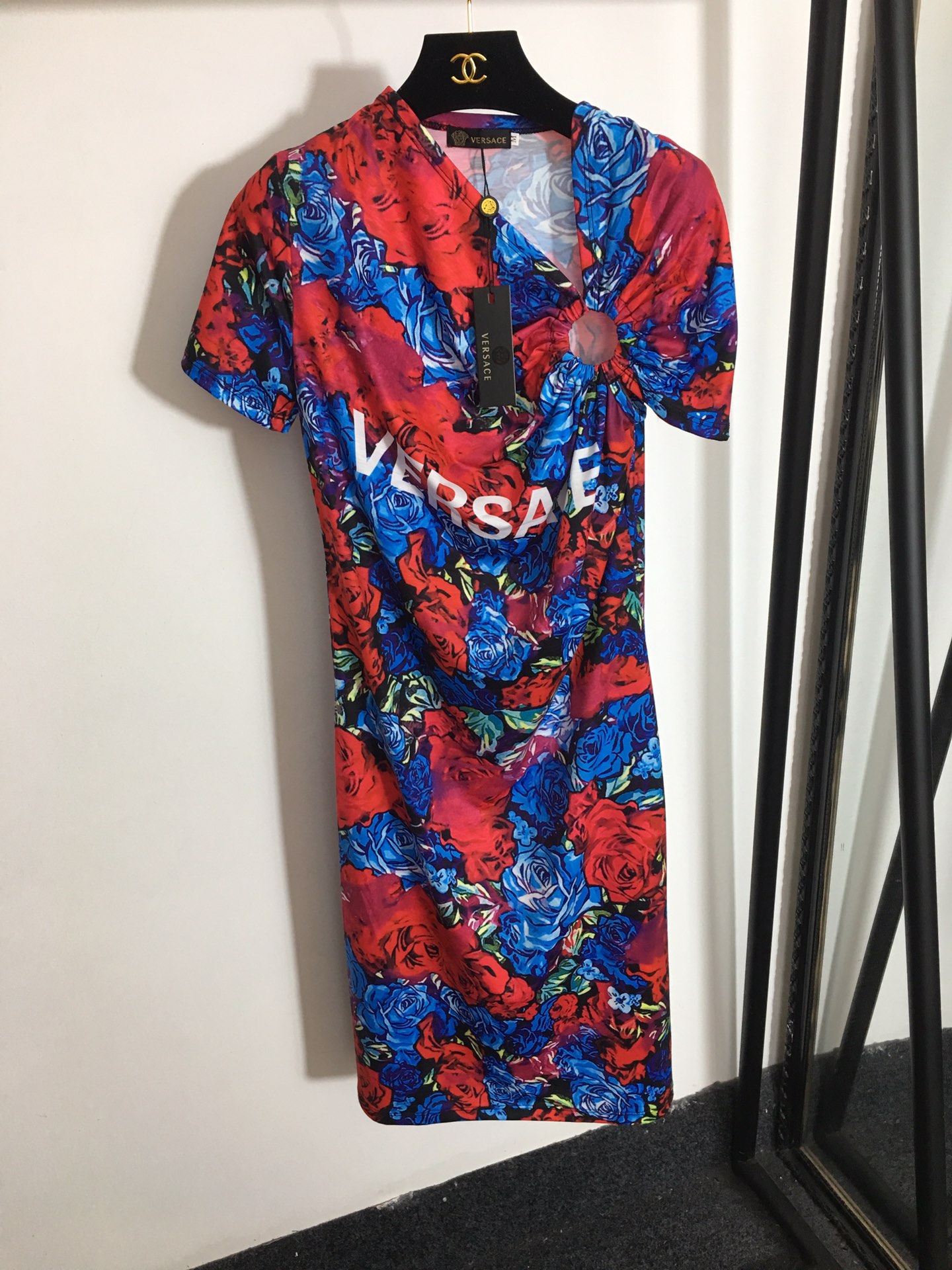 Versace print short-sleeved dress