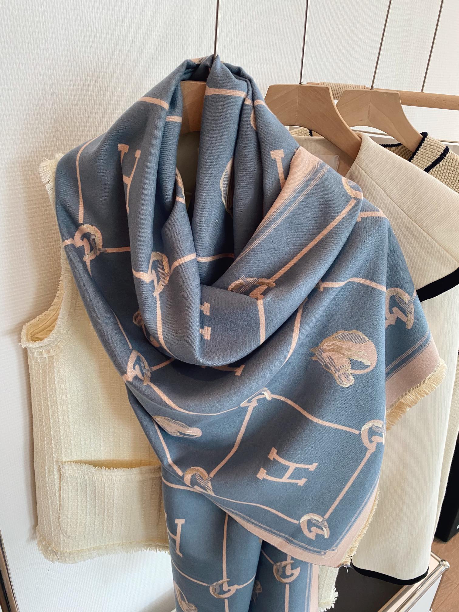 Hermes cashmere jacquard scarf