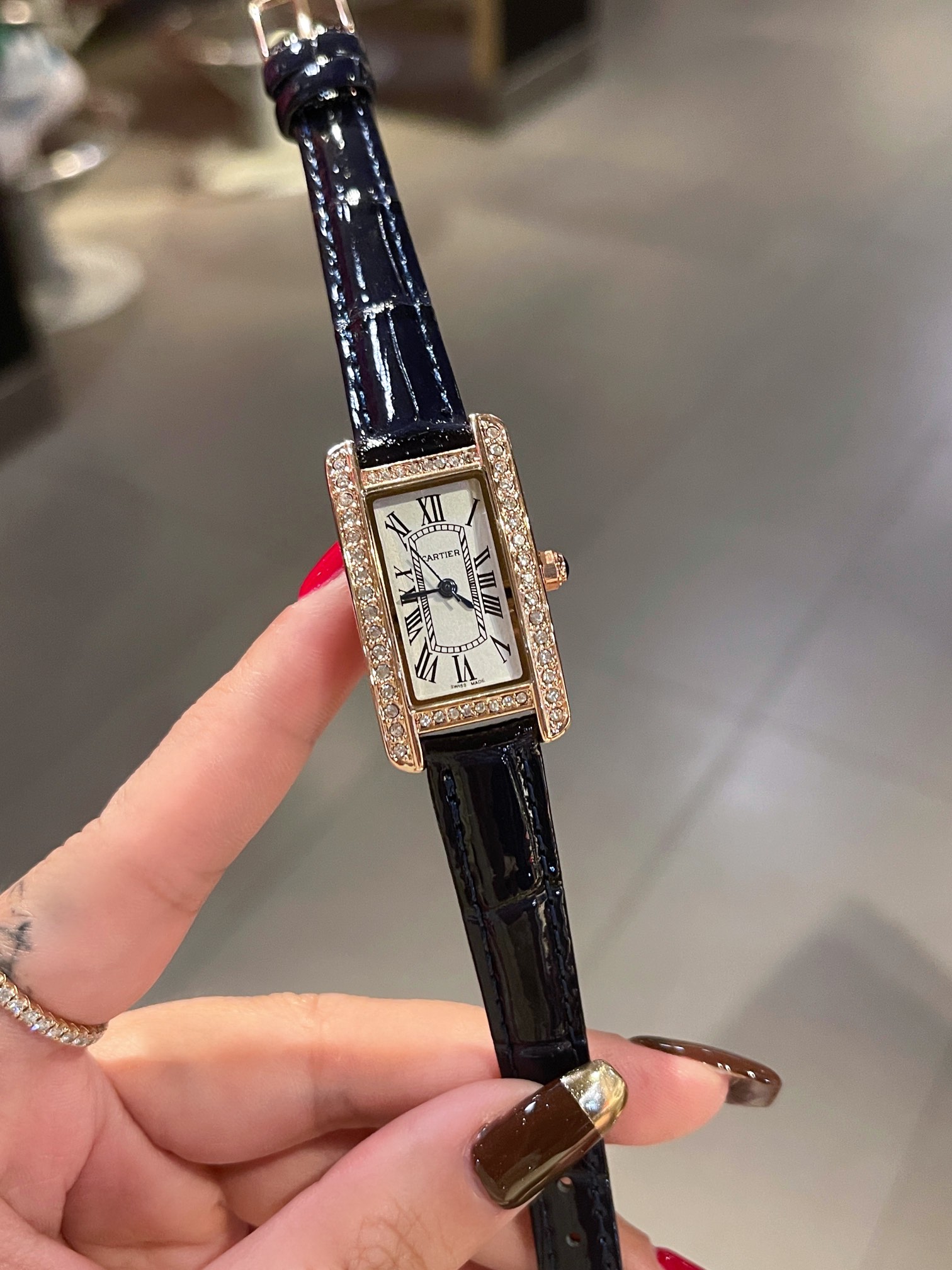 Cartier Tank Americaine series Cowhide watch strap quartz movement