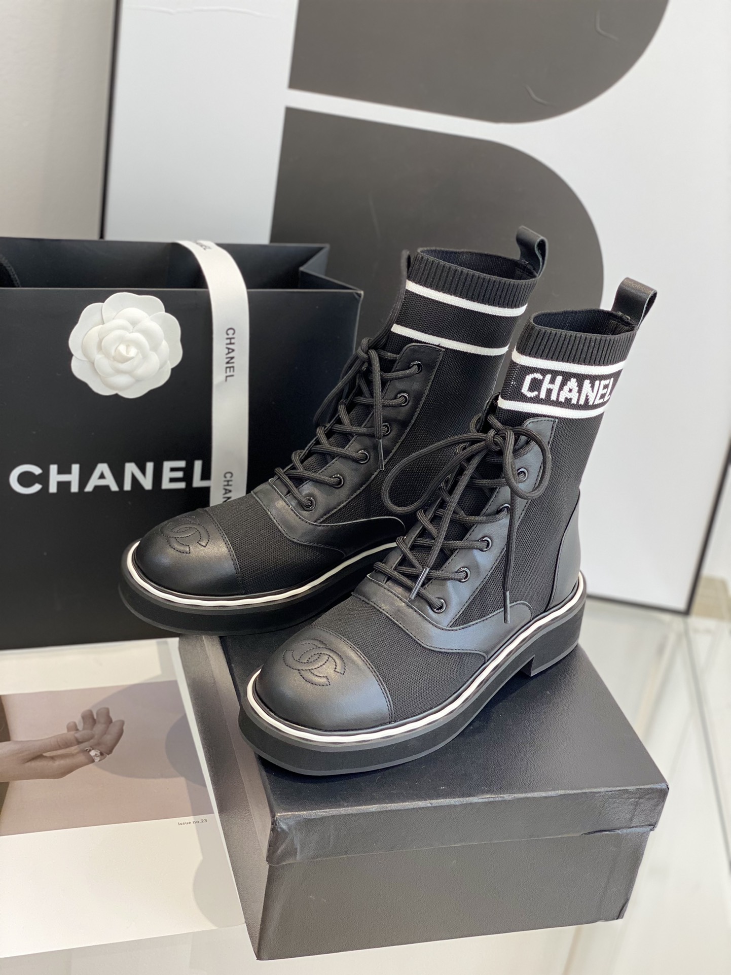 Chanel runway model boots!