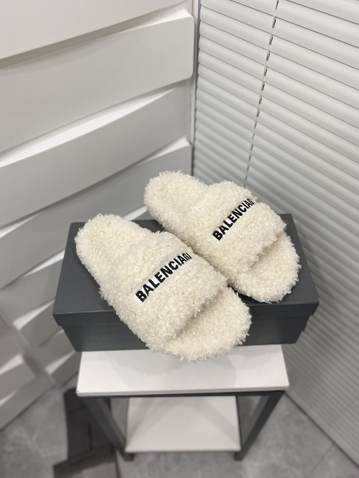 Balenciaga plush slippers