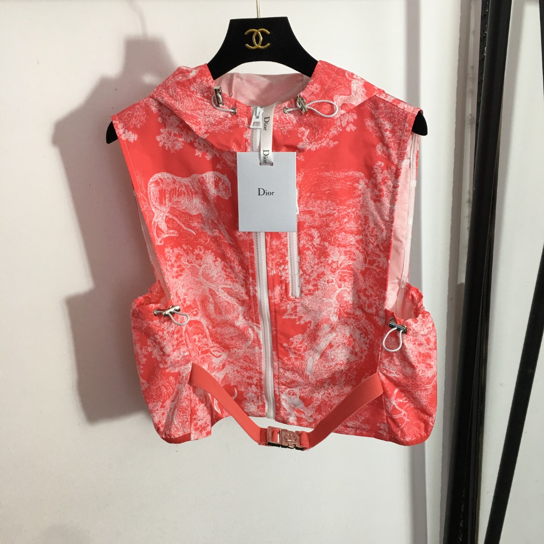 Dior zipper printing sleeveless jacket 